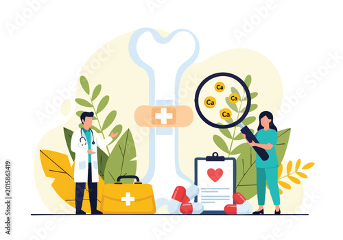 Bone Health Concept. Medical Checkup. Calcium and Doctors.
