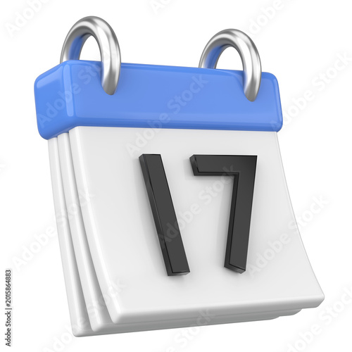 Obraz na plátně 17th. seventeenth day of month. Calendar. 3D illustration.