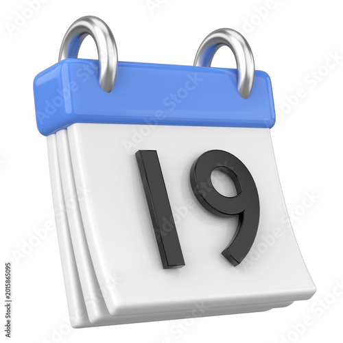 Φωτογραφία 19th. Nineteenth day of month. Calendar. 3D illustration.