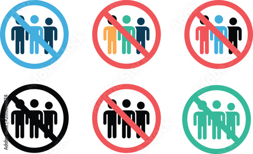 Photos Prohibition group gathering icons with social restriction and crowd limitation v