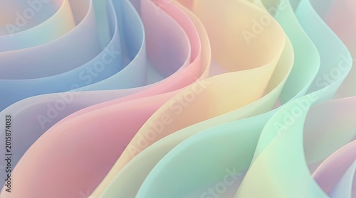 Abstract pastel-colored wave-like shapes with a gradient effect.