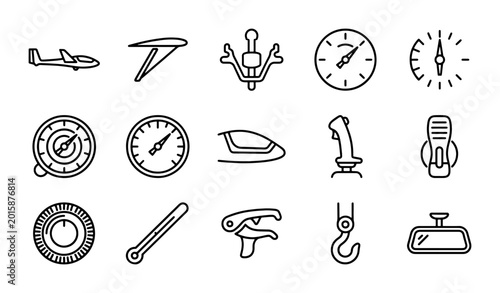 Konstfotografi Aviation Icons Set: Aircraft Instruments, Controls, and Accessories Vector Graph