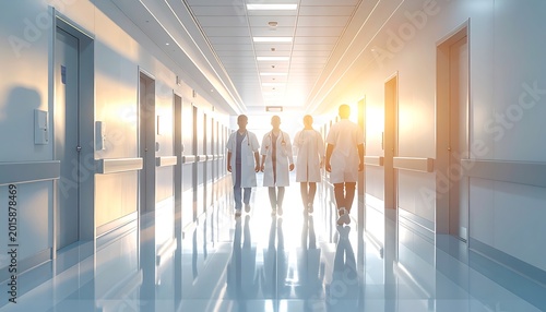 Medical professionals walking down a brightly lit hospital corridor (19)