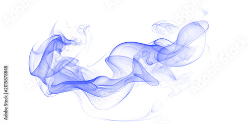 Schilderij op canvas Abstract blue smoke wisp black background ethereal cobalt vapor wave mystical fl