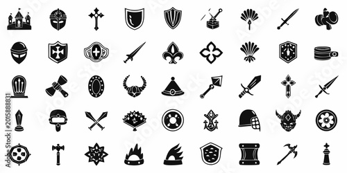 Photos Fantasy Roleplaying Game Icons Set Black and White
