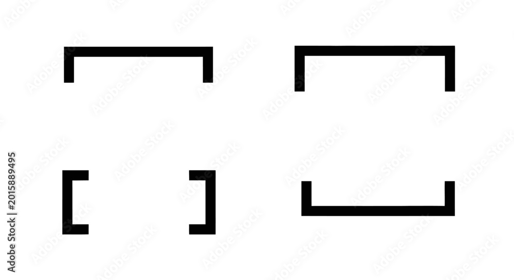 Obraz premium Abstract Geometric Brackets and Parentheses Shapes on White Background