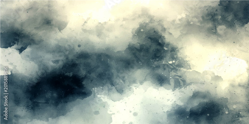 Fotografía Dramatic white clouds drift across a bright blue summer sky as sunlight breaks t