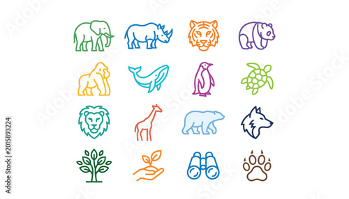 Canvas Print Colorful animal icons set.