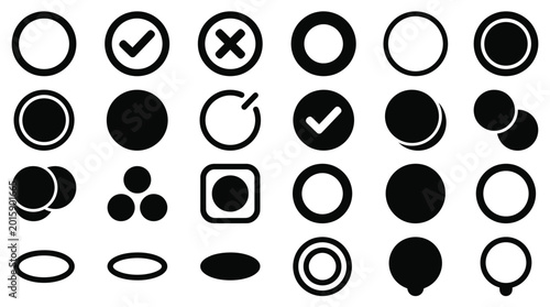 Photos Circle Icons Set Check Mark Cross Mark Selection Options