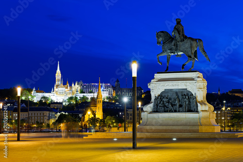 Bild auf Leinwand Equestrian statue of Count Gyula Andrássy in Budapest