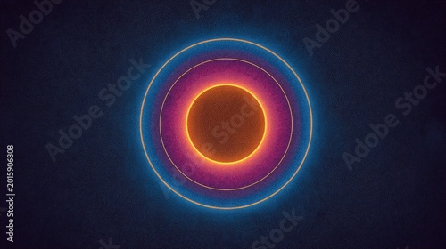 Concentric circles of glowing light on a textured dark background