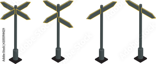 Vector Isometric Multidirectional Signpost with Blank Arrows