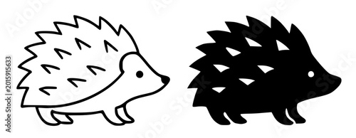 Foto Hedgehog minimalist illustration, outline and silhouette icon