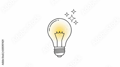 Light bulb illustration with glowing effect and sparkles concept