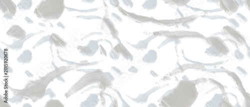 Seamless abstract textured pattern. Simple background with grey, blue, white texture. Digital brush strokes. Lines, stains. Design for textile fabrics, wrapping paper, background, wallpaper, cover.