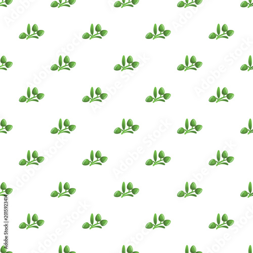 Repeating green olive branches creating a natural culinary background