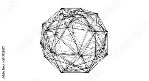 Abstract 3D Geometric Wireframe Sphere with Complex Interconnected Nodes