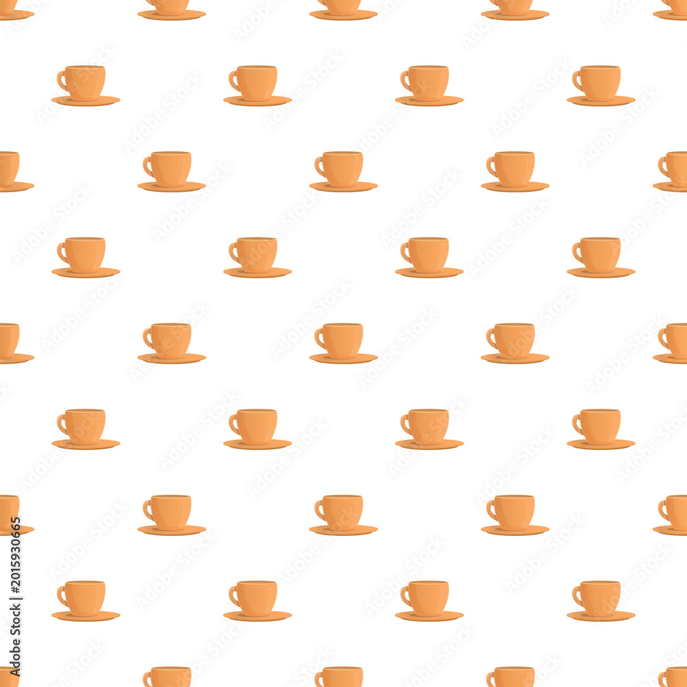 Obraz premium Repeating array of orange coffee cups and saucers creating a clean background