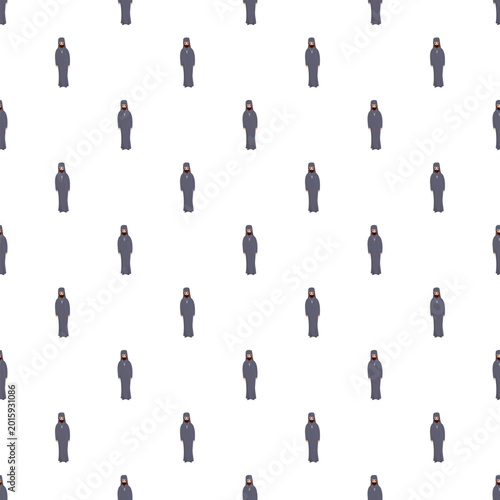 Photos Monk character illustrations forming a religious seamless pattern on white backg