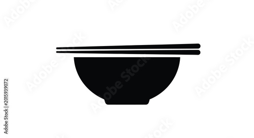 Foto Bowl with chopsticks silhouette high quality professional detailed