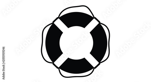 Bild auf Leinwand Life preserver ring silhouette on a white background