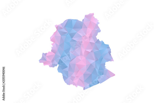 Canvas-taulu Brussels Map - Polygon Style Vector Illustration in Pastel Blue and Pink Gradient, Low Poly Geometric Design, Isolated on White Background for Infographics and Education