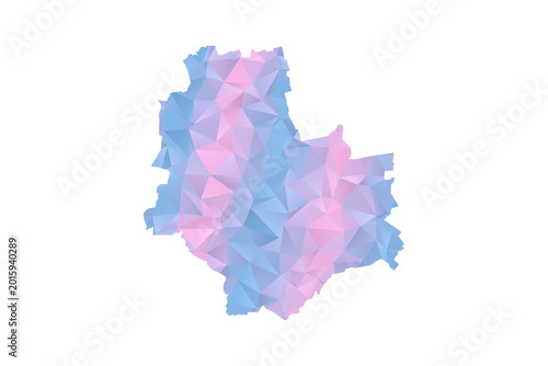 Bild auf Leinwand Warsaw Map - Polygon Style Vector Illustration in Pastel Blue and Pink Gradient, Low Poly Geometric Design, Isolated on White Background for Infographics and Education