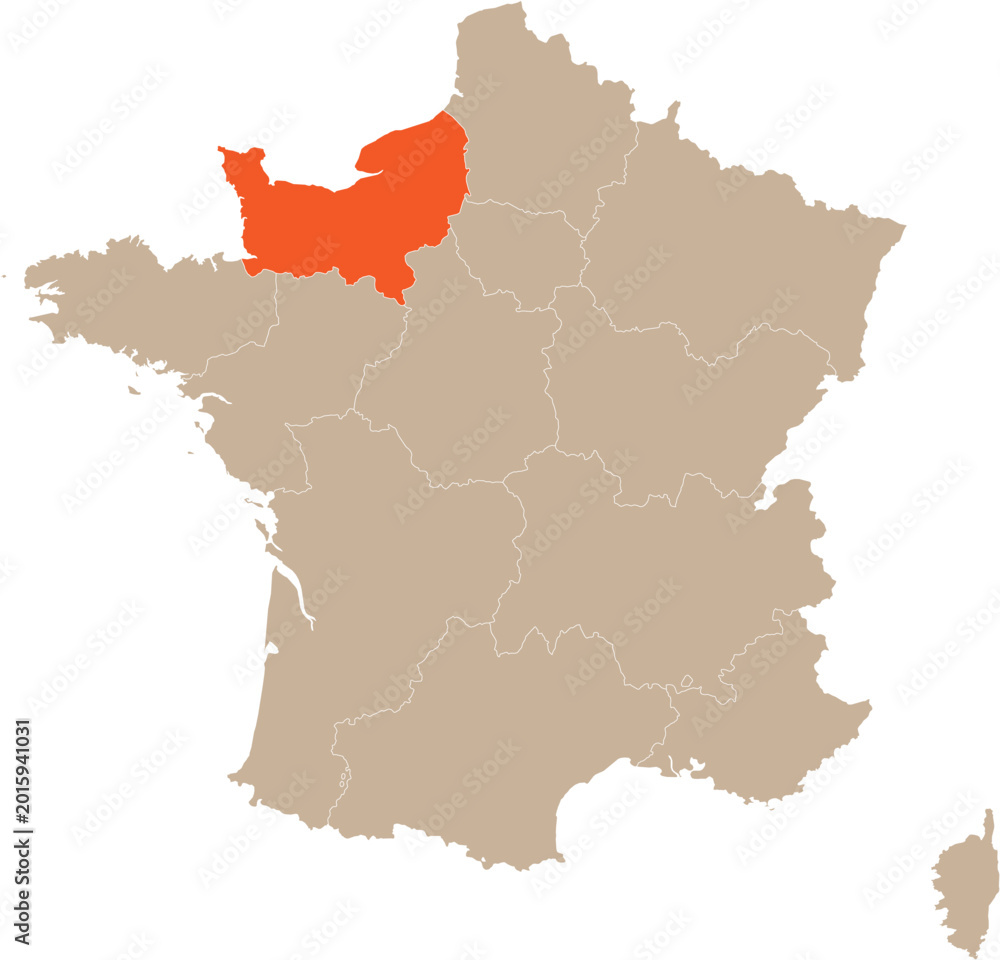 Obraz premium Normandie Location on Map of France Editable Cartographic Illustration