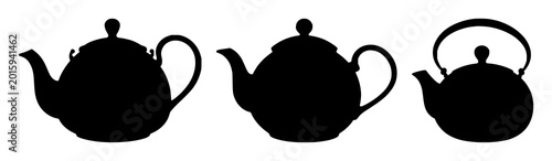 Fotografía Teapot set with simple black line art style featuring kitchenware, hot tea, beve