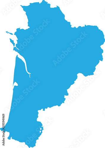 Bild auf Leinwand Nouvelle-Aquitaine Isolated Blank Map Cartography Illustration Region in France
