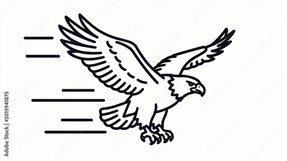 Obraz premium An ultra-detailed American eagle vector illustration soars through motion.