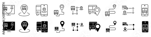 Photos Bus route icon vector set