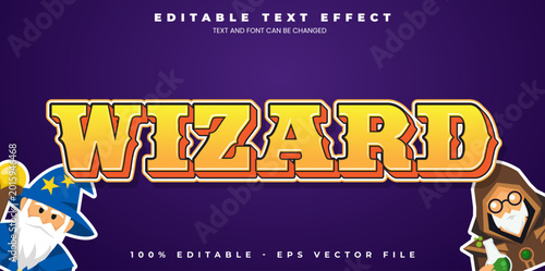 Fotografie Wizard legend editable text effect in modern trend style