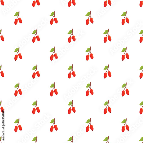 Cuadro en lienzo Goji berries creating a repeating pattern on a white background, useful for heal