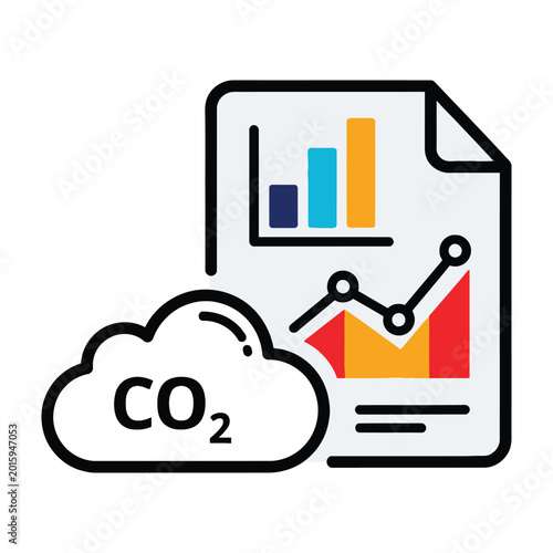 Quadro su tela Carbon dioxide cloud document graph