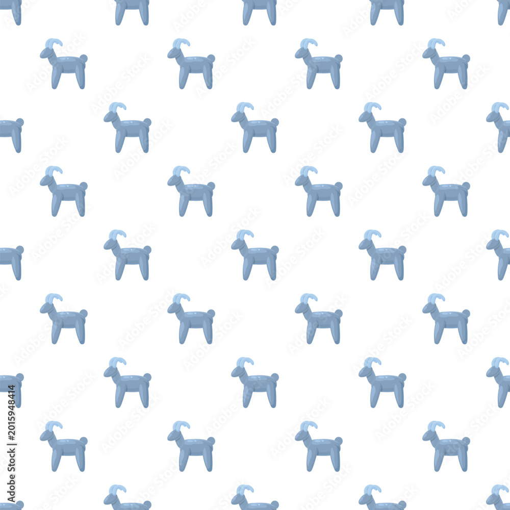 Fototapeta premium Light blue stylized goats creating a whimsical continuous pattern on a white background