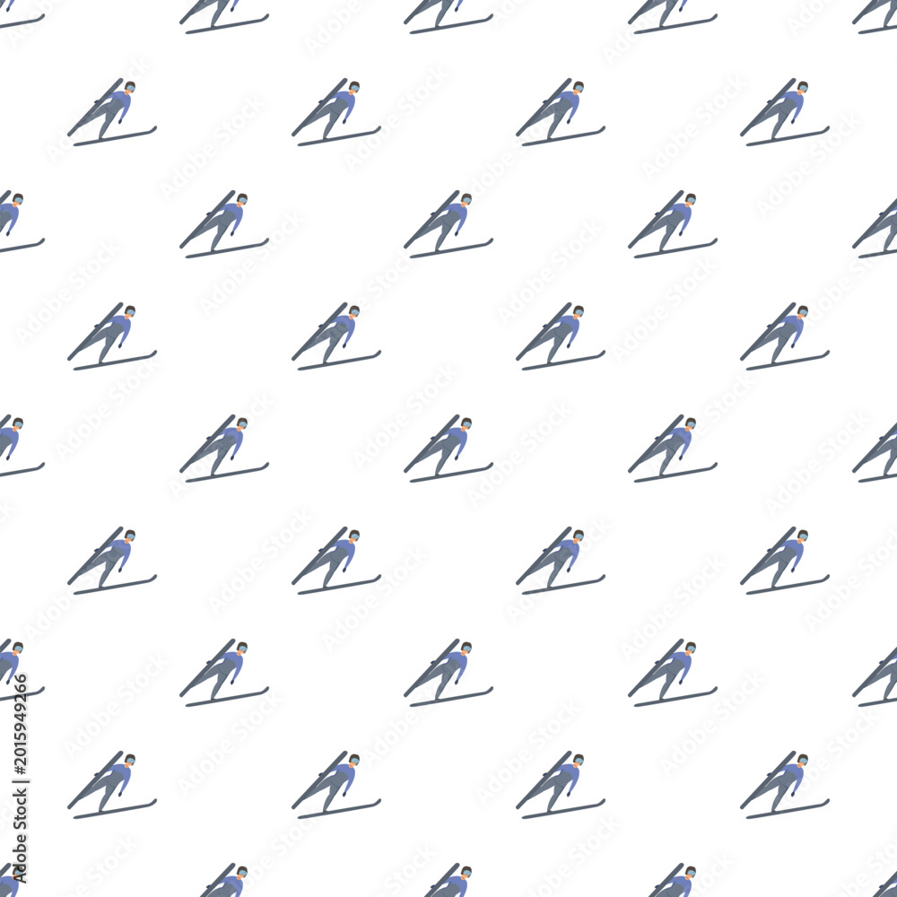 Fototapeta premium Ski jumpers creating a seamless pattern on a clean white background