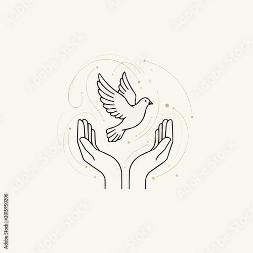 Hands releasing a dove symbolizing peace and freedom with a soft background