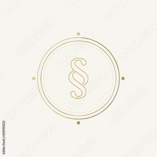 Elegant gold emblem design on a light background representing a legal concept