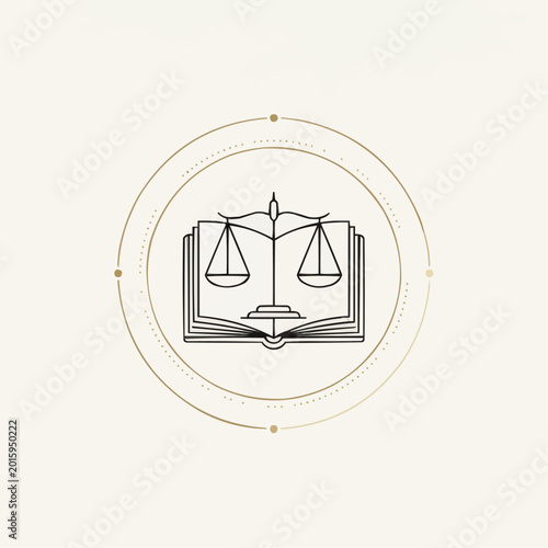Law book with scales of justice in a minimalistic design