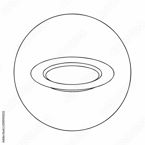 Minimalist line art of a circular plate on a white background