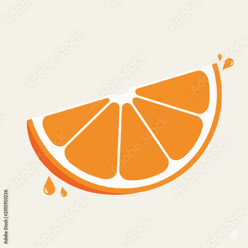 Orange slice with vibrant color and fresh look on light background