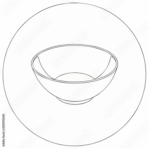Simple bowl design illustration in monochrome style