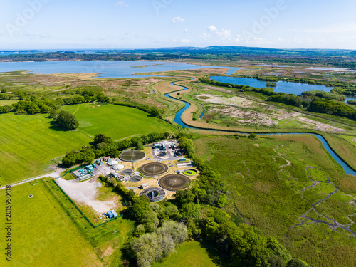 A water treatment and swewerage farm near the River piddle and Arne Reedbeds National Nature Reserve