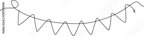 Garland bunting with flags in one continuous line drawing. Birthday and jubilee party decoration in simple linear style.one line Art icon drawing vector