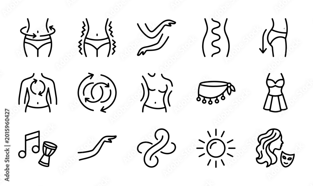Fototapeta premium Body Shape Icons Set, Fitness & Beauty Vector Graphics, Wellness & Dance Symbols