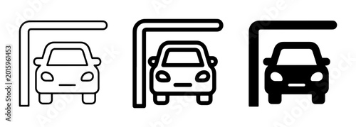Foto Carport Icons, Vehicle Shelter Symbols, Automotive Parking Graphics