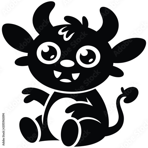 Black and white cute cartoon illustration of a smiling lion mascot character design
