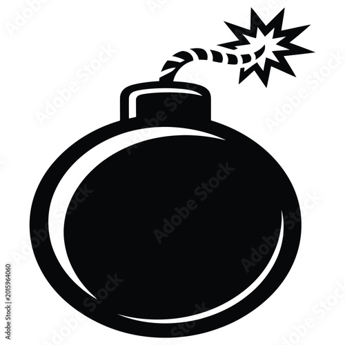Cartoon bomb with burning fuse vector illustration for holiday decoration