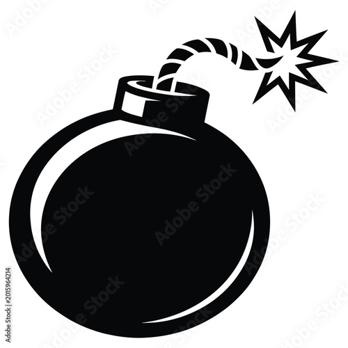 Cartoon bomb with burning fuse vector illustration